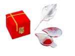 Tilak Chopra set Plated Kumkum Box Leaf With Red Velvet Box