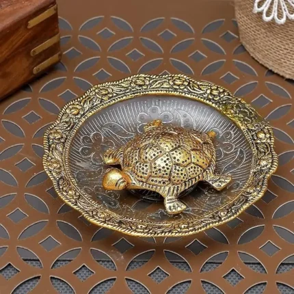 Feng Shui Tortoise with decorative plate for offices and home