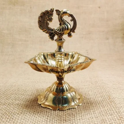 Handcrafted Brass Peacock Diya for Pooja