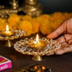 Akhand Diya Decorative Brass Crystal Oil Lamp - Image 2