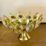 16 Nag Crystal Diya Lotus Shape Crystal Akhand Diya Brass - Image 2