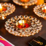 Akhand Diya Decorative Brass Crystal Oil Lamp - Image 3