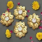 Lotus Tea Light Diya Holder Stand Home puja Temple Diwali Decor - Image 3